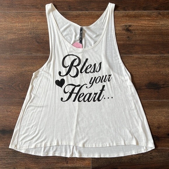 Triumph NEW Tank Top Size Small Bless Your Heart Graphic Tee Oversized Flowy - Picture 2 of 5